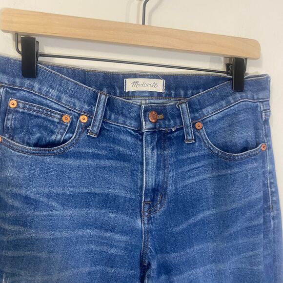 Madewell Medium Wash Distressed The Slim Boyfriend Jeans Mid-Rise Sz 26 - Picture 3 of 8